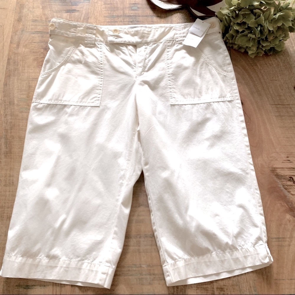 NWT Vince  Bermuda shorts straight cut style Color Cream ecru Size 10